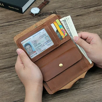 Высококачественный мужской кошелек Винтажный дизайн Двустворчатый кошелек для кредитных карт Женщины Унисекс Кожаный Burse