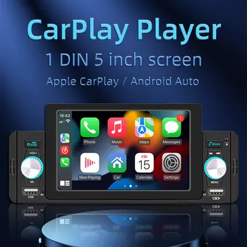 1 Din 5-дюймовый автомобильный радио Авто стерео Bluetooth MP5 плеер с Apple CarPlay Android Auto TF USB FM Сенсорный экран B