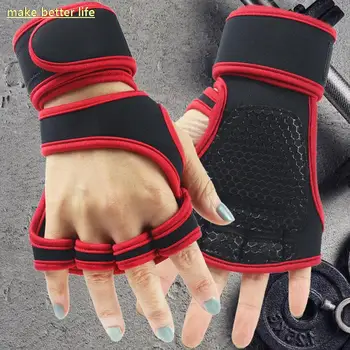 1 Пара спортивных перчаток с половиной пальца Перчатки для тяжелой атлетики Фитнес Спорт Рука Запястье Перчатки для защиты ладони