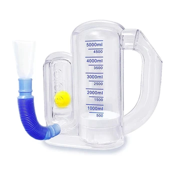 1 шт. Дыхательный тренажер для легких Прозрачный пластик для взрослых-5000 мл Измерение объема с индикатором расхода