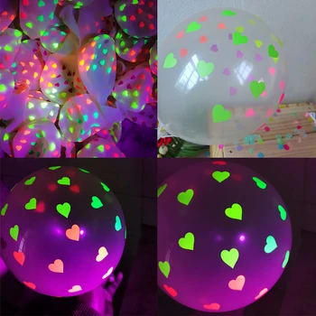  10 шт. 10/12 дюймов флуоресцентные прозрачные латексные воздушные шары светящийся сердечная волна точка неоновые свадебные шары для вечеринок с днем рождения детские игрушки