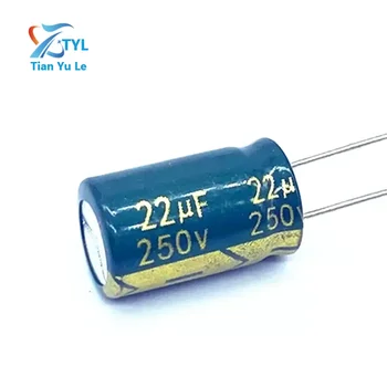 10 шт./лот Высокочастотный низкоимпедансный алюминиевый электролитический конденсатор 250 В 22 мкФ размер 10 * 17 22 мкФ 20%