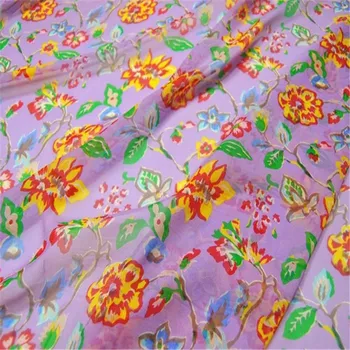 100% натуральная милая ткань из жоржета с цветочным принтом для удивительной девушки летнее платье шаль