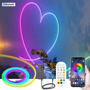 12 В Светодиодная неоновая лента Dreamcolor Bluetooth RGB Лента Водонепроницаемая гибкая лента RGBIC с регулируемой яркостью для телевизора Desktop Screen Decor
