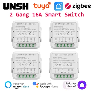 2 Группа 16А Tuya Smart WiFi ZigBee Выключатель света 2-стороннее управление Мини-интеллектуальный автоматический выключатель Умное управление жизнью через Alexa Google Home