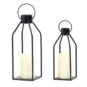 2 комплект свечных фонарей черные декоративные фонари с мерцающим светодиодным внутренним наружным домашним декором