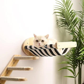 2 шт. Набор деревянных полок для лазания для кошек, гамак или платформа со ступенями, лестница, лестница, котенок, насест и игровые принадлежности для кошек