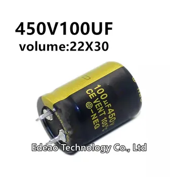 2 шт./лот 450 В 100 мкФ 450 В 100 мкФ 100 мкФ 450 В Объем: 22X30 мм усилитель мощности звука инвертор алюминиевый электролитический конденсатор