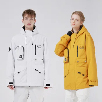 2022 Новая верхняя лыжная куртка Женская теплая куртка для сноуборда на открытом воздухе с капюшоном Мужская ветрозащитная водонепроницаемая лыжная куртка Пальто Зимняя одежда