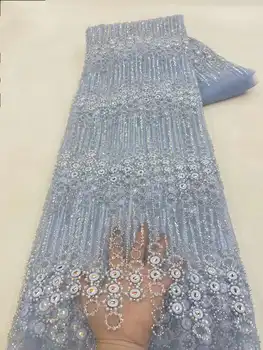 2023 Мода Африканские Французские Камни Бусины Кружева Ткань Вышивка Африканские Нигерийские Пайетки Жених Кружева Ткань Для Свадебного Платья