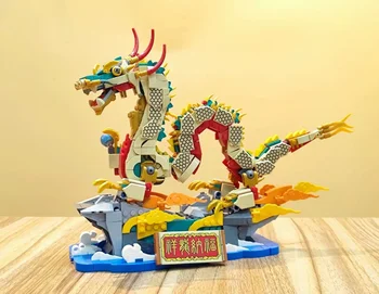 2024 Благоприятный китайский дракон 80112 Модель Строительные блоки Расширенный строительный набор для взрослых Кирпичи Игрушки Подарки