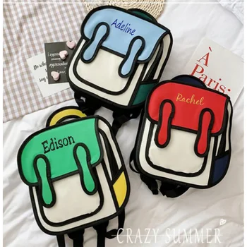 2D рюкзак для детей, модный маленький рюкзак для милых мальчиков и девочек, повседневный студенческий индивидуальный рюкзак