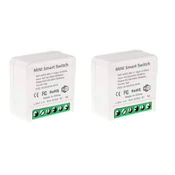 2X Mini Smart Wifi Relay Switch, модуль переключателя света с таймером DIY Приложение Smart Life / Tuya, беспроводной пульт дистанционного управления