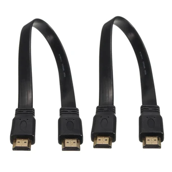 2X Короткий штекер «папа-папа» Плоский кабельный шнур Full HD для аудио видео HDTV TV PS3