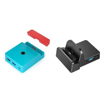  3-портовая портативная зарядная база для переключателя Магнитная кастинговая док-станция Nintendo Ns Oled Host -совместимый Casting Red & Blue