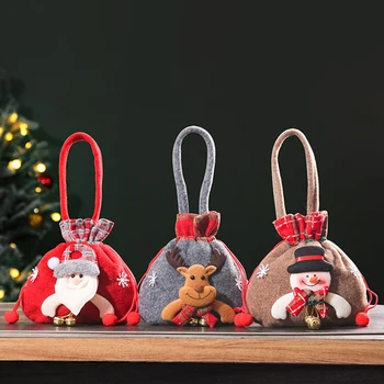 3 шт. Рождественские сумки для яблок в канун Рождества 3 стиля Рождественские сумки на шнурке, как показано на рисунке 3D Рождественские подарочные сумки Многоразовые подарочные сумки для кукол