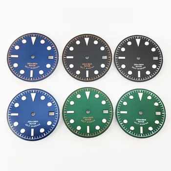 30,5 мм Стерильный циферблат часов с окошком даты Зеленый светящийся для аксессуаров NH35 NH35A