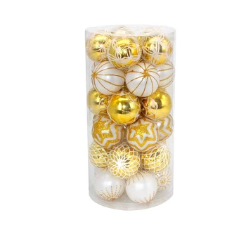  30 упаковок Рождественские шары 60 мм Золотая и белая окраска Небьющиеся праздничные подвесные украшения Украшение рождественской елки