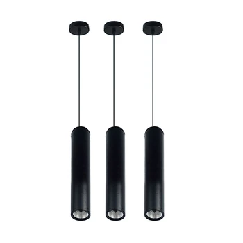 3X Черный Высокое качество Современные минималистичные люстры для кафе Теплый белый Светодиодные прожекторы COB Длинная трубчатая лампа Цилиндрическая