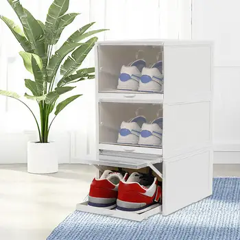 3x прозрачная коробка для обуви штабелируемый чехол для кроссовок органайзер для шкафа / хранения под кроватью Влагостойкий современный дизайн