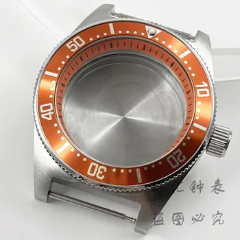 40 мм Серебряный корпус часов Оранжевое кольцо Корпус часов Корпус из нержавеющей стали Fit NH35 NH36 7S26 7S36 4R35 4R36 Механизм
