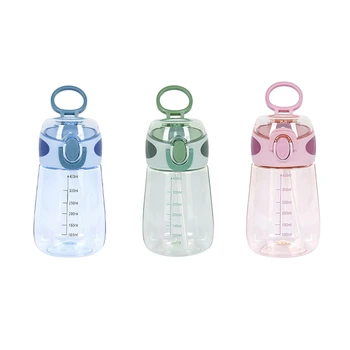  400 мл бутылка для воды с соломинкой для питья для малышей с ручкой с широким горлышком герметичная симпатичная соломенная бутылка