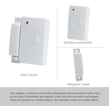 433 МГц Магнитный дверной контакт для системы охранной сигнализации Датчик датчика сигнализации дверей / окон