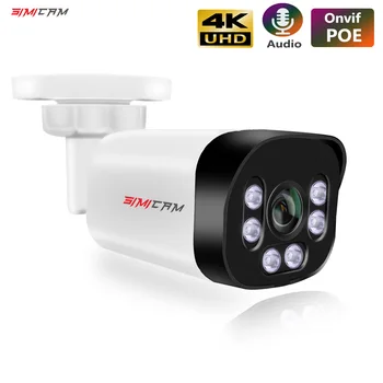 4K 8 Мп 5 Мп 4 Мп PoE Камера видеонаблюдения IP Onvif Audio 48V POE / DC12V Для NVR Bullet WaterProof Камера видеонаблюдения ночного видения
