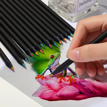 4PCS 7 цветов Концентрический градиент Цветные карандаши Цветные карандаши Набор цветных карандашей Креативный Kawaii Канцелярские товары Искусство Живопись Рисование Ручка