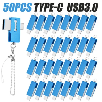 50 шт./лот Двухпортовый USB-накопитель 2 в 1 Mini 64 ГБ USB 3.0 Флэш-накопитель OTG Type C Memory Stick 64 ГБ Флеш-накопитель U Диск с костомизированным логотипом
