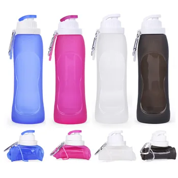 500 мл Силиконовая бутылка для воды Складная спортивная портативная чашка Складные легкие бутылки для питья Велоспорт Путешествия Спорт на открытом воздухе