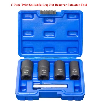 5Pcs Twist Socket Set Lug Nut Remover Tool Metric Bolt Lug Nut Extractor Socket