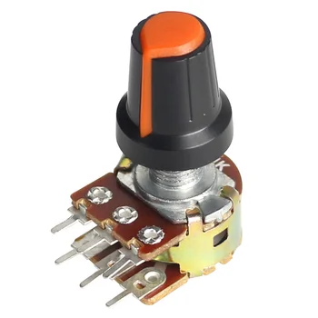 5Set WH148 Потенциометр 15 мм 6-контактный с оранжевой ручкой AG2 1K 10K 20K 50K 100K 500K Линейный конический поворотный потенциометрический резистор