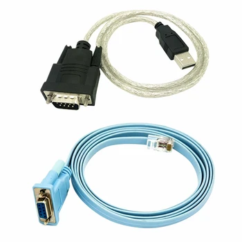 5X Сетевой кабель RJ45 Последовательный кабель Rj45 на DB9 и RS232 на USB (2 в 1) Адаптер Ethernet CAT5 Консольный кабель LAN