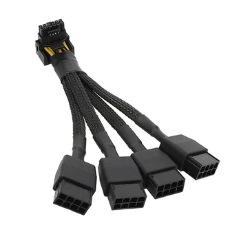 5X для графического процессора RTX4090 RTX4080 4X8-контактный PCI-E на 16-контактный кабель питания видеокарты 12VHPWR Разъем 90 градусов Локтевой кабель
