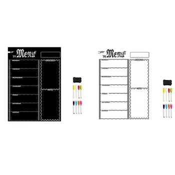 A3 Магнитный лист для доски для кухни Холодильник Многоцелевой холодильник Еженедельный календарь с белой доской для планирования меню с 8 ручками