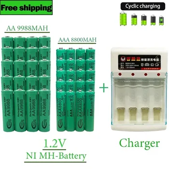 AA + AAA Батарея 100% новый оригинальный 1,2 В AA9988MAH + AAA8800MAH + зарядное устройство NI MH Аккумуляторная батарея для бритвы машинки для волос Калькулятор