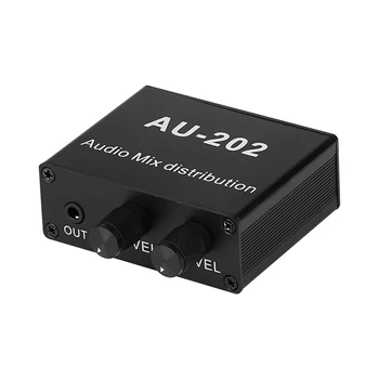 AU-202 Распределитель стерео аудио микшера для наушников Внешний усилитель мощности Независимый от громкости 2 Входы 2 Выходы