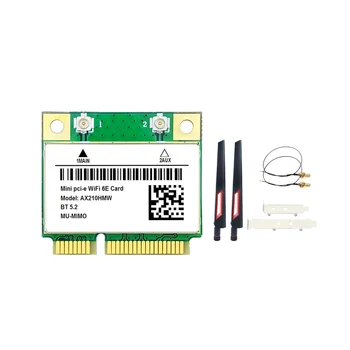 AX210HMW WiFi карта + антенна Беспроводной адаптер WiFi 6E Mini PCI-E AX210 802.11Ax / AC 2.4G/5G/6 ГГц BT5.2 для ноутбука