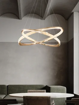 Ambience advanced sense постмодернистское минималистское освещение ярко-золотой круг светодиодная люстра для гостиной потолочный светильник