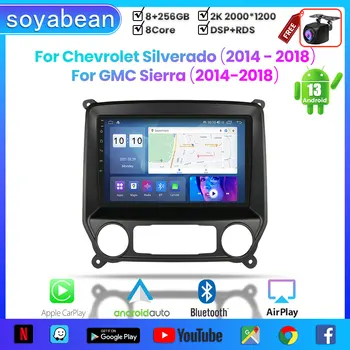 Android 13 Автомагнитола для Chevrolet Sliverado GMC Sierra 2014-2018, 10-дюймовый мультимедийный плеер с 4G Car Carplay и 2Din GPS
