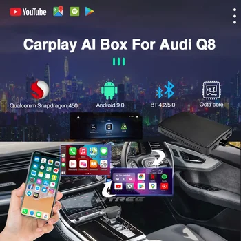 Android CarPlay AI Box для Audi Q8 2018-2020 Мультимедийный плеер Авто Радио Беспроводное зеркало Ссылка Netflix Yotube Smart Adpater Box