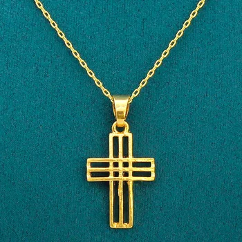Anietna Классическое ожерелье с крестом Иисуса для женщин или мужчин 18-каратное золото с подвеской ожерелья ювелирные изделия Христос Спаситель Католические колганты