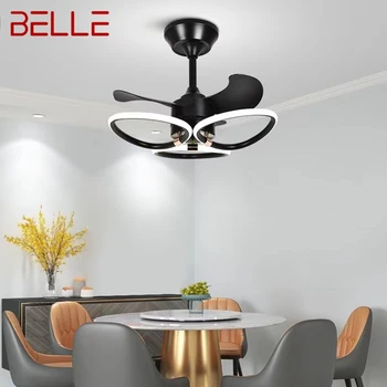 BELLE Современные потолочные вентиляторы Креативная простая винтажная светодиодная лампа 3 цвета с дистанционным управлением для дома гостиная спальня