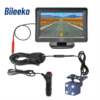 Bileeko 4,3 дюйма Автомобильный монитор Автомобиль заднего вида Задний вид Резервное копирование автомобиля Светодиодная камера Видео Парковочная система Автомобильное зарядное устройство Простая установка