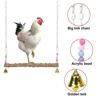  Bird Swing Натуральная деревянная игрушка для куриных качелей для развлечения птицы Снятие стресса Прочный аксессуар для подставки для петуха
