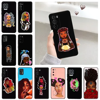 Black Girl Мультяшные Силиконовые Чехлы Для Телефонов Motorola Moto G73 G53 G Stylus 5G Edge 30 20 One G9 G82 G72 G52 G32 G22 G200 Чехол