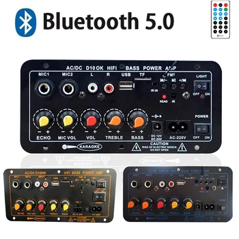 Bluetooth Плата усилителя звука 300 Вт 200 Вт 120 Вт Сабвуфер Двойной микрофон AMP Модуль для 4 Ом 8-12-дюймовый динамик 12/24 В 110/220 В