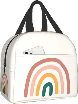 Boho Rainbow Lunch Box Многоразовая сумка для ланча Большая сумка Изолированная сумка для ланча для женщин Мужчины Мальчик Девочка Подарки Школа