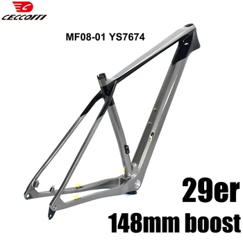 CECCOTTI Новый цветной дизайн 29er MTB Frame 148mm Boost T1000 Полностью карбоновая рама горного велосипеда